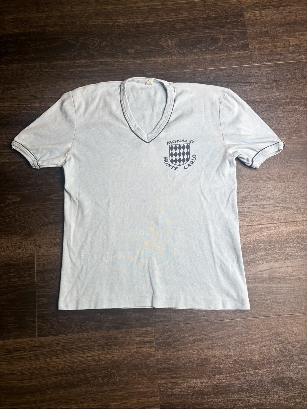 Women’s 70s Monaco Monte Carlo Baby Blue V Neck Shirt